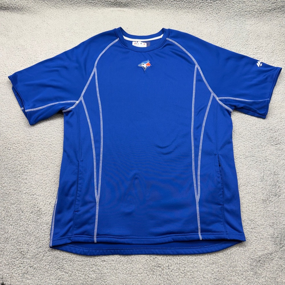 Majestic 0786 S15 Mens Large Blue Toronto Blue Jays MLB Training Shirt - Pockets
